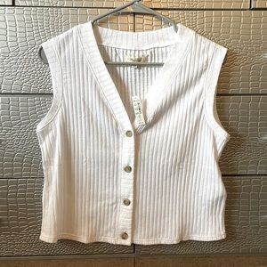 Madewell Cropped Button Up Sleeveless Blouse